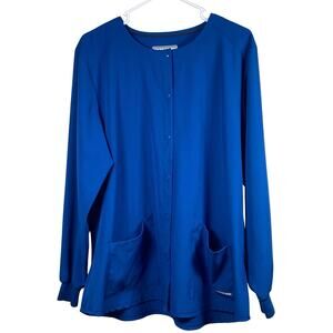 Skechers By Barco Scrub Jacket Womens XL Blue Stability 2-Pocket Stretch Warm-Up